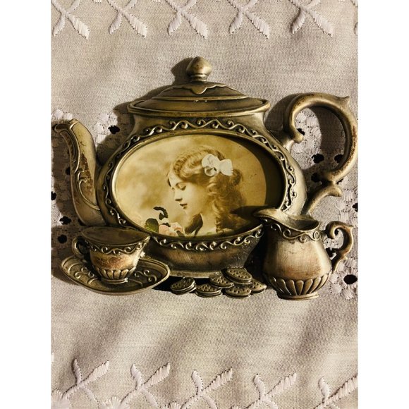 Vintage Teapot Tabletop Picture Frame - Romantic Cottage Boho Decor new - Picture 5 of 5
